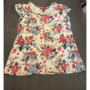 Hot Kiss Women's Floral Ruffle Stretchy Top Blouse Size 1X